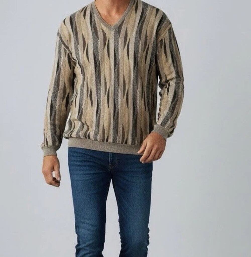 St Croix Shop Luxury Vintage V-Neck Cotton Sweater XXL Long